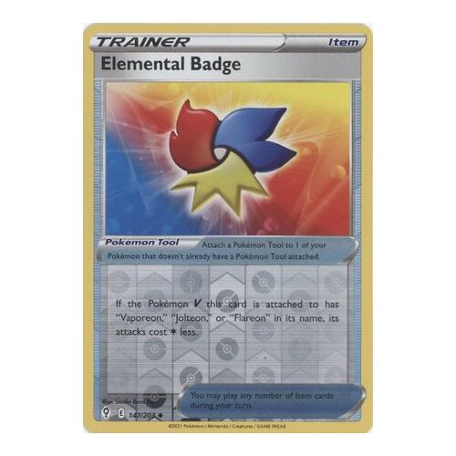 Elemental Badge 147/203 SWSH Evolving Skies Reverse Holo Uncommon Trainer Pokemon Card NEAR MINT TCG