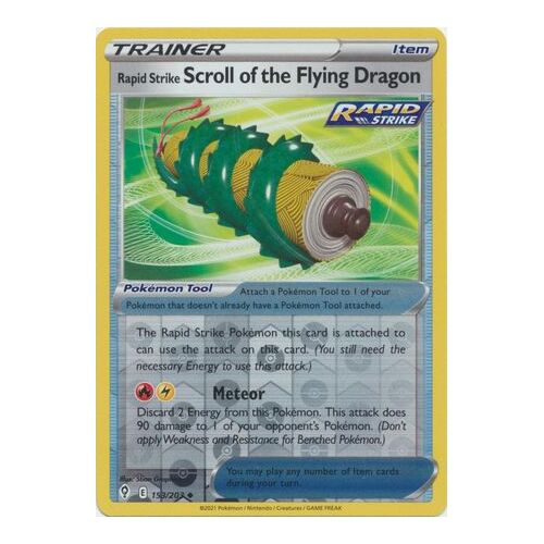 Rapid Strike Scroll of the Flying Dragon 153/203 SWSH Evolving Skies Reverse Holo Uncommon Trainer Pokemon Card NEAR MINT TCG