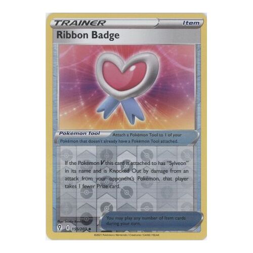 Ribbon Badge 155/203 SWSH Evolving Skies Reverse Holo Uncommon Trainer Pokemon Card NEAR MINT TCG