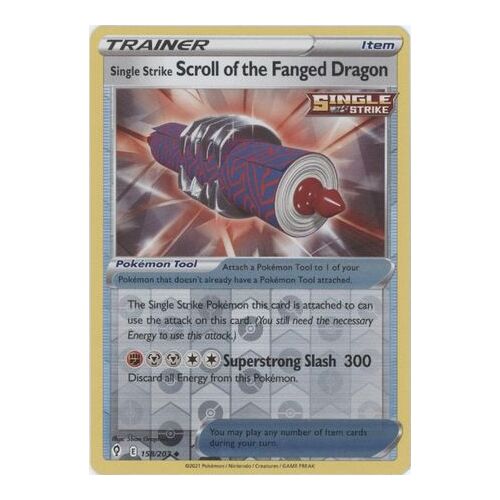 Single Strike Scroll of the Fanged Dragon 158/203 SWSH Evolving Skies Reverse Holo Uncommon Trainer Pokemon Card NEAR MINT TCG